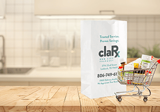 Mockup Clarx Kitchen Counter Rx Bag Shopping Cart Delivery cropped